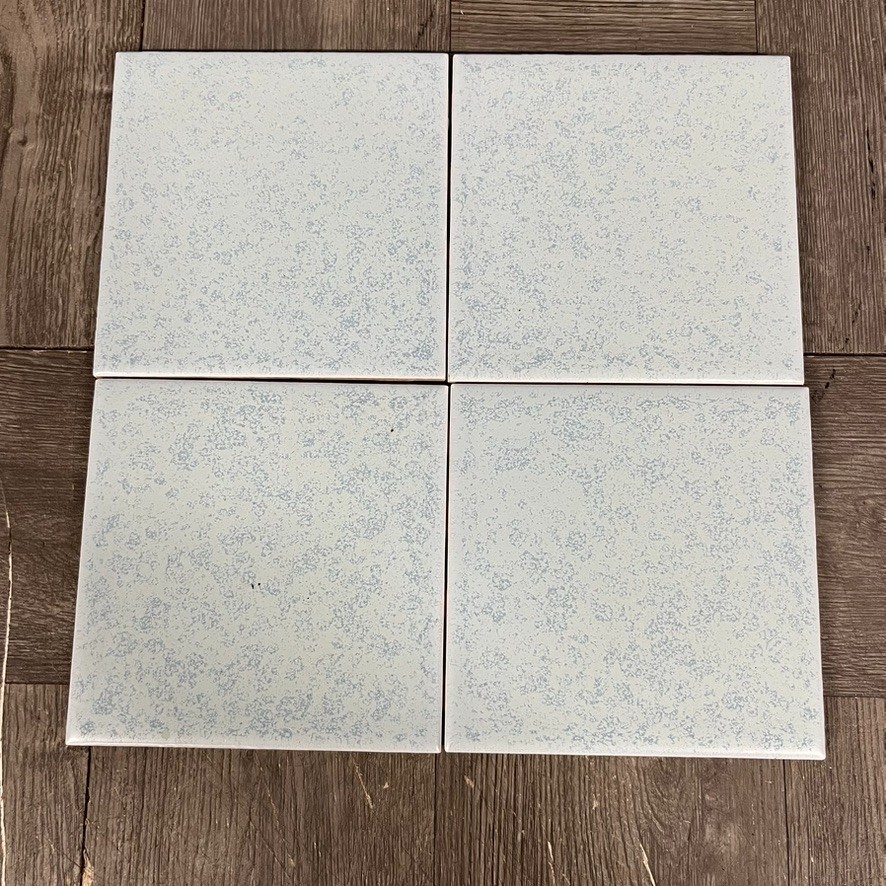 Vtg NOS Ceramic Tile Blue White Specked MCM 4 1/4″ Square Tiles Kitchen Bath NOS