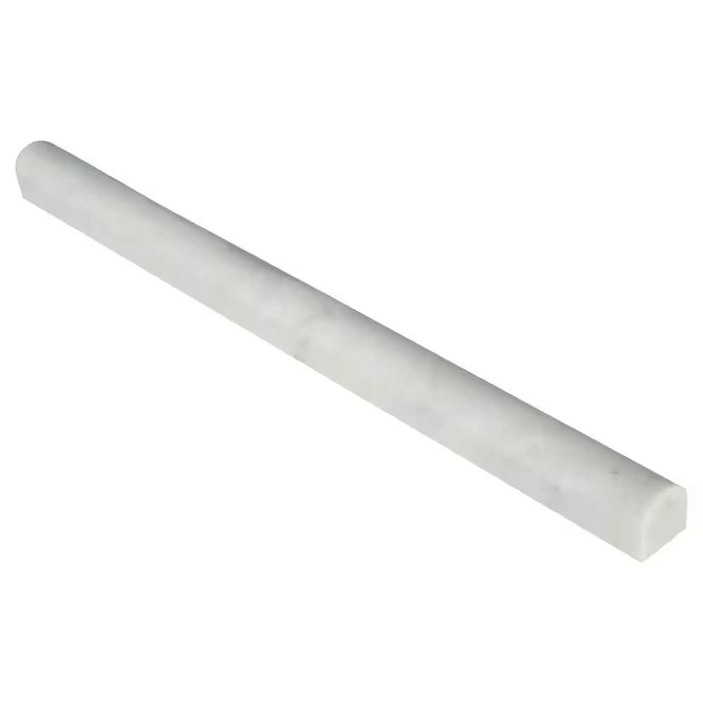 Carrara White Pencil Molding 3/4 In. X 12 In. Polished Marble Wall Tile (20 Lin.