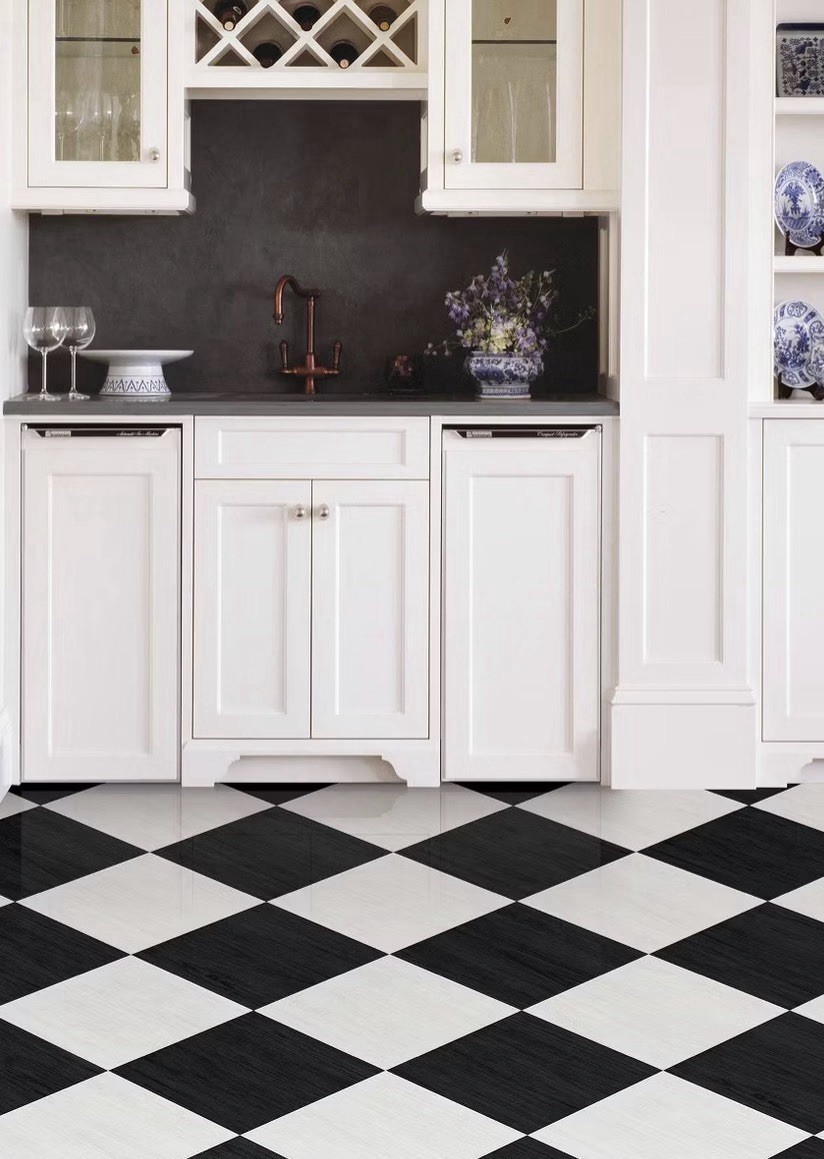 FloorPops 10ct 12″x12″ Peel and Stick Floor Tiles Black/White: Water-Resistant
