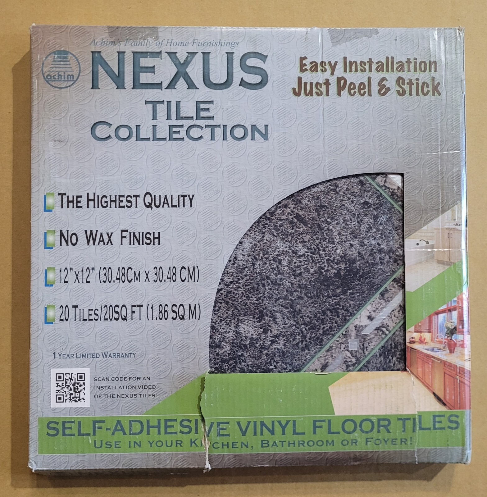 Nexus Metallic Marble Diamond 12×12 Self Adhesive Vinyl Floor Tile – 20 Tiles/20