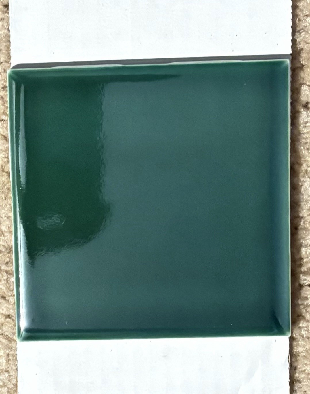 1 Wall Tile- Vintage Huntington USA Ceramic 4-1/4” Sq. Hunter Green – Gloss