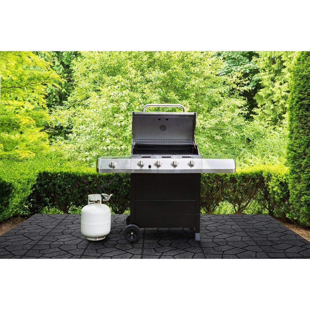 16 In. X 16 In. X 5/8 In. Black Stone Smartloc Rubber Paver (9-Pack)