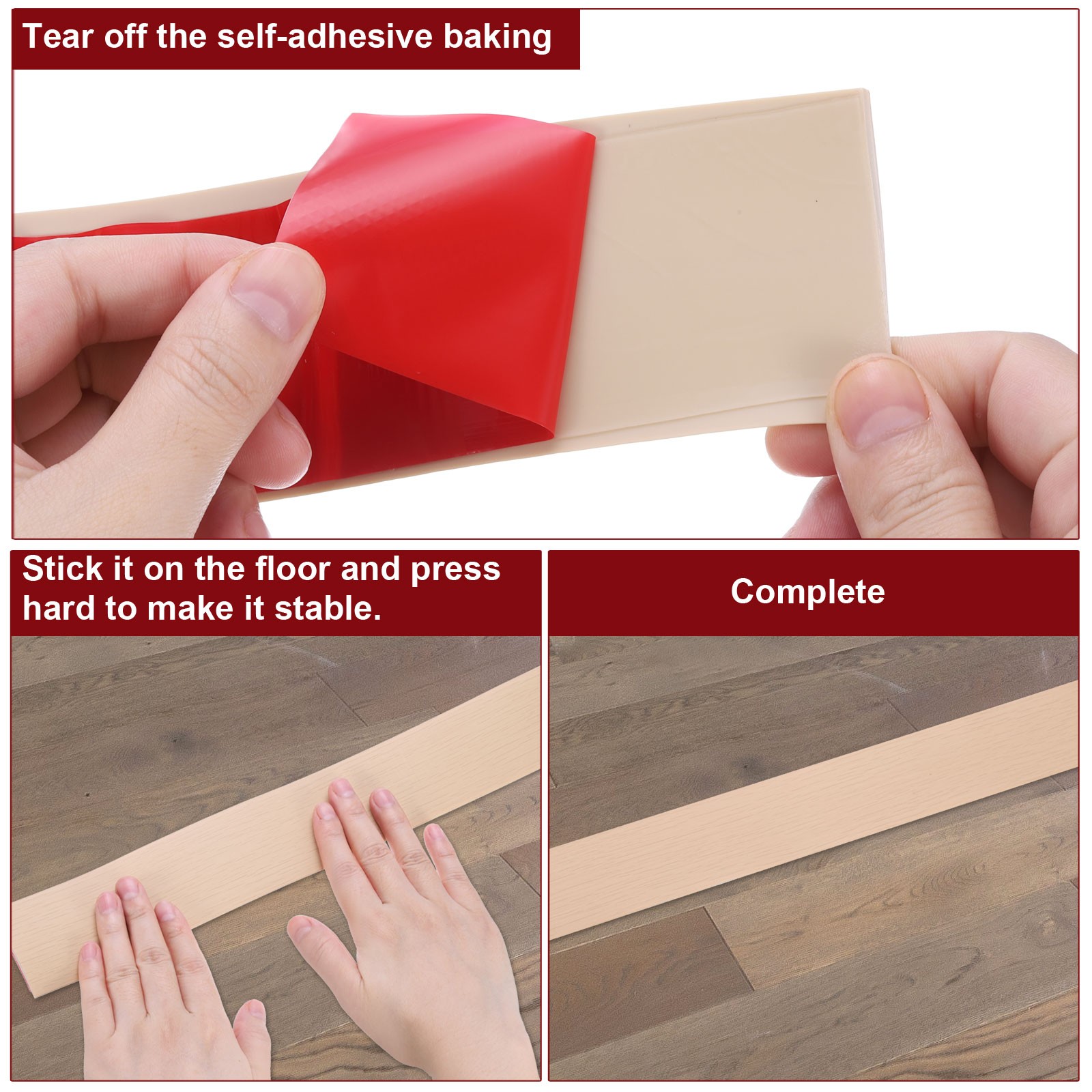 19.68Ft Floor Transition Strip Self Adhesive 2″ Floor Cover Strip Dark Grey
