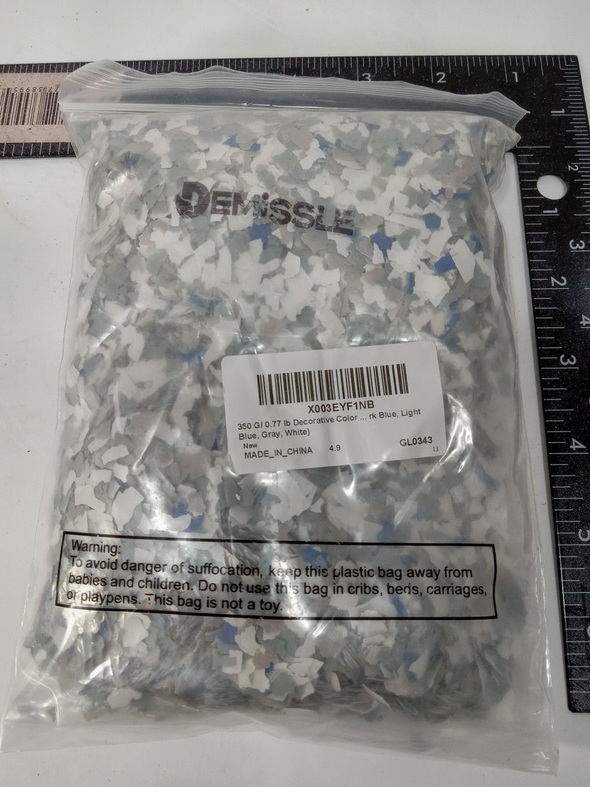 Demissle Decorative Color Chips Flakes 350g Blue Gray White Epoxy Floor Garage