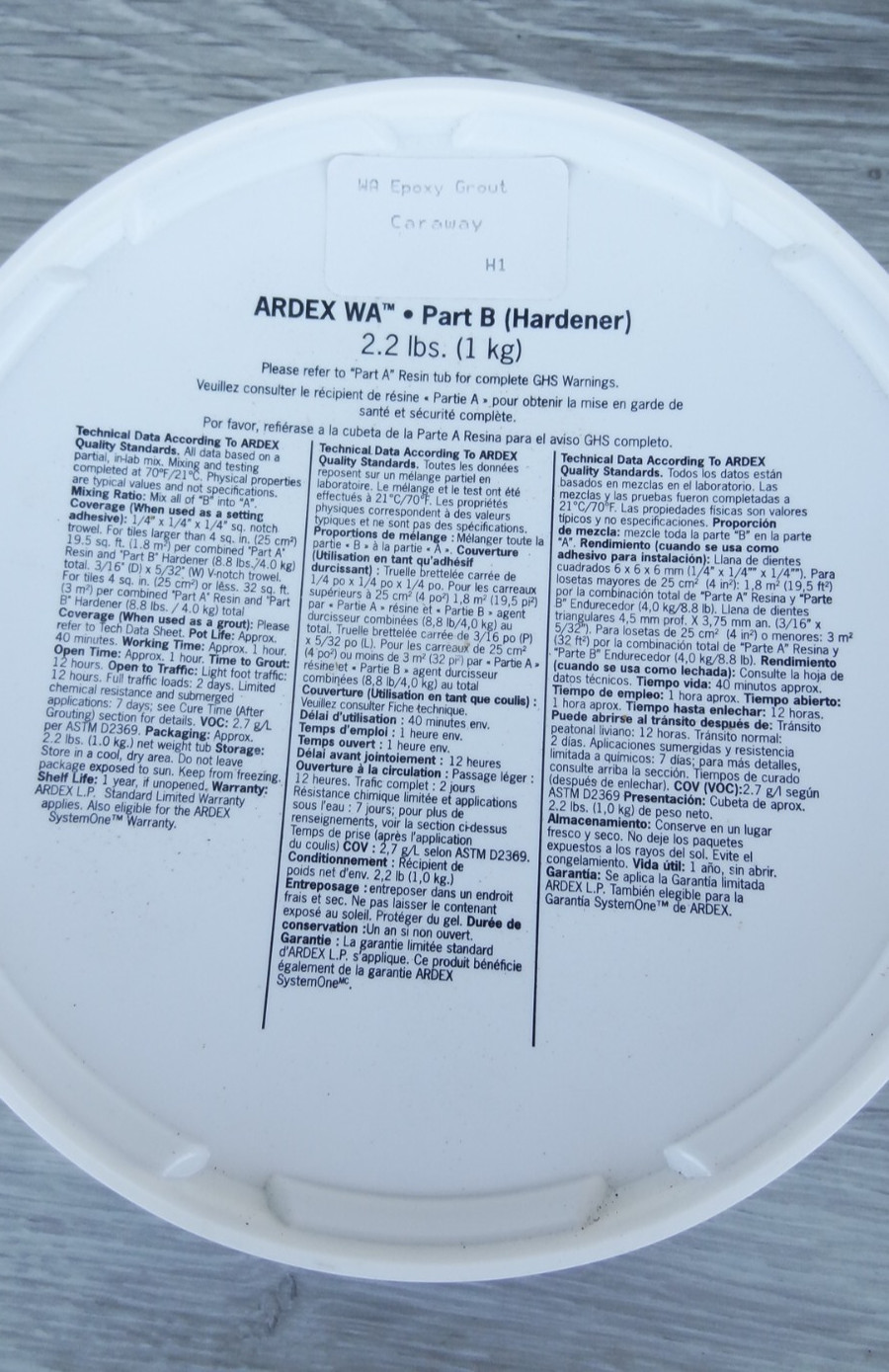 ARDEX WA EPOXY GROUT & ADHESIVE 38699 CARAWAY 39 PART A & B for All Tile & Stone