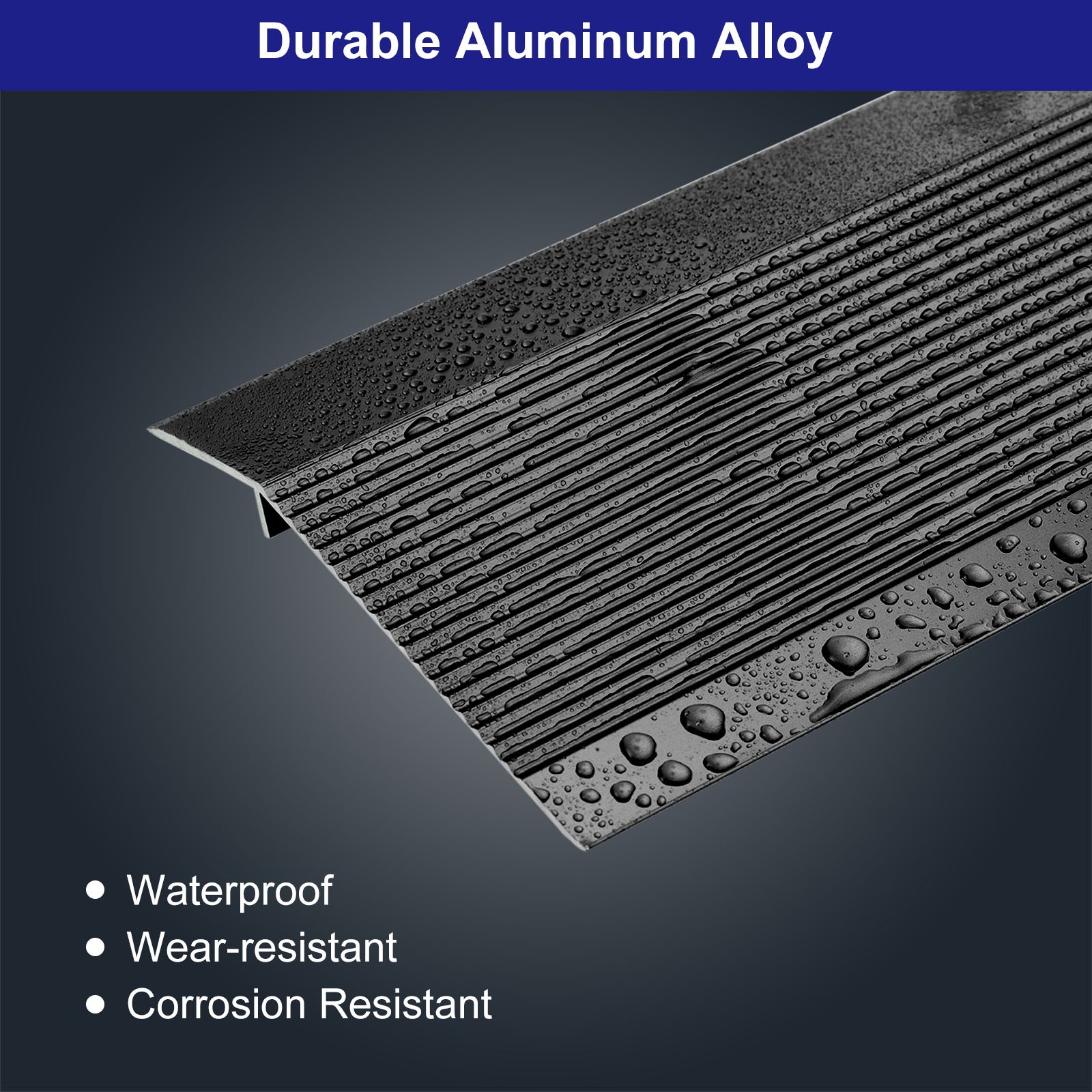 Aluminum Floor Transition Strip Door/Tile/Carpet to Tile Edging Strip Black