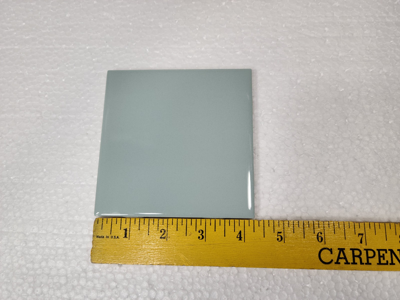 Light Green Ceramic Tile 4.25 in Subway Square Vintage Mid Century Modern Retro