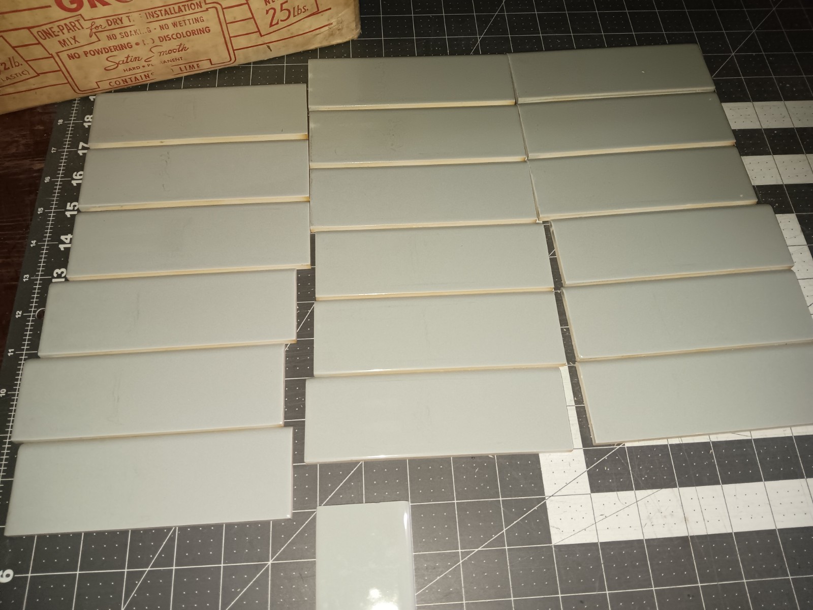 20 pieces Unused Antique Tile 2 x 6 Bullnose Trim BLUE GRAY Kitchen Bath