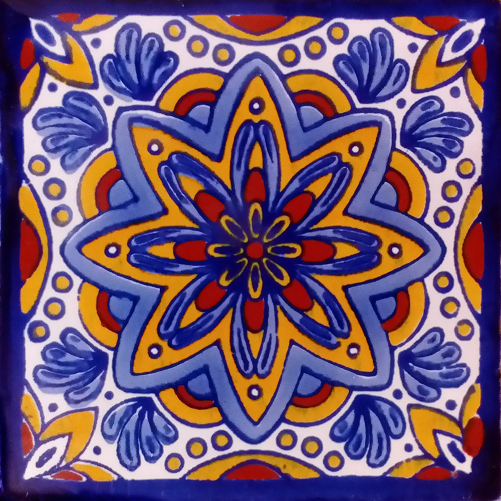 9 MEXICAN TILES WALL OR FLOOR USE TALAVERA MEXICO CERAMIC HANDMADE POTTERY C#124