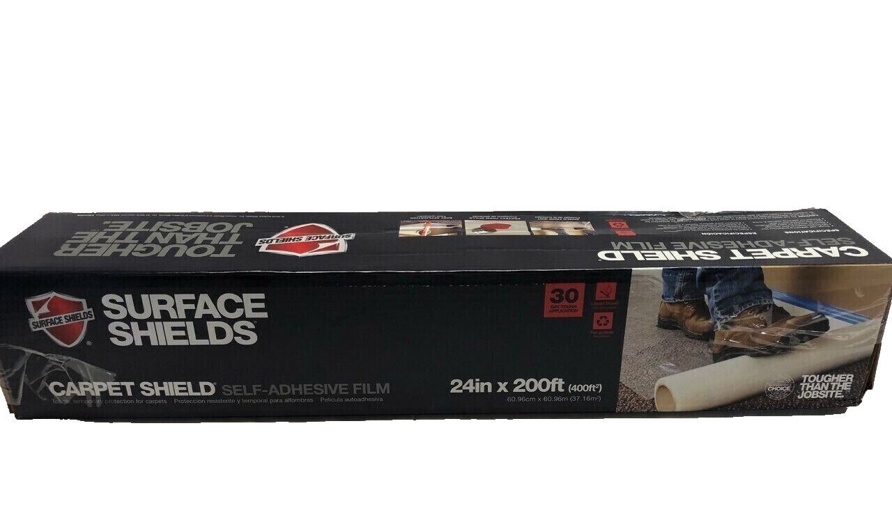 Surface Shields Carpet Shield Self Adhesive Carpet Mask Clear 24″ x 200ft NIB
