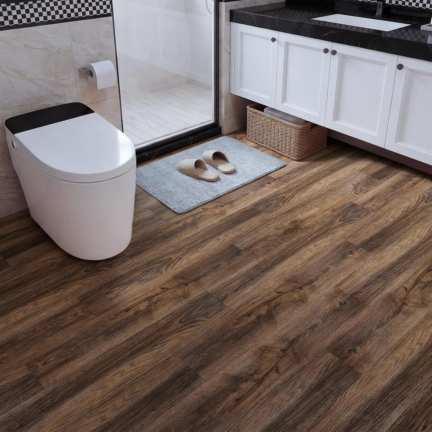 36 Pack Peel and Stick Waterproof Vinyl Plank Flooring – Espresso Walnut