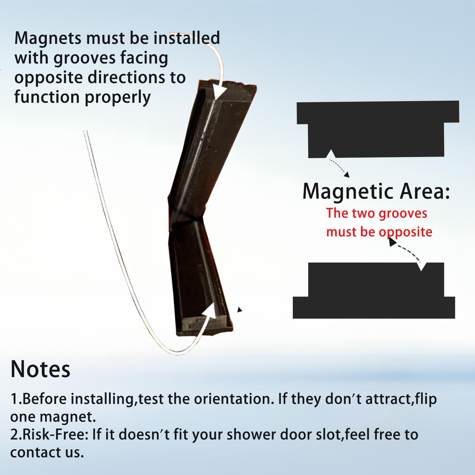 Magnetic Strips for Shower Door 3/8″ Width X 1/8″ Thickness,Framed Black