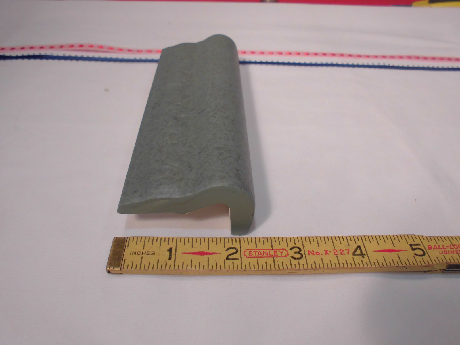 1 pc. *Gray Green* V Cap Ceramic Trim Tile; Counter-top Edging: Matte 2″ X 6″