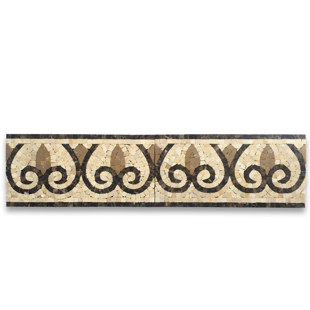 B0077P Marble Mosaic Border Listello Accent Tile Chandelier Emperador 5.9×12