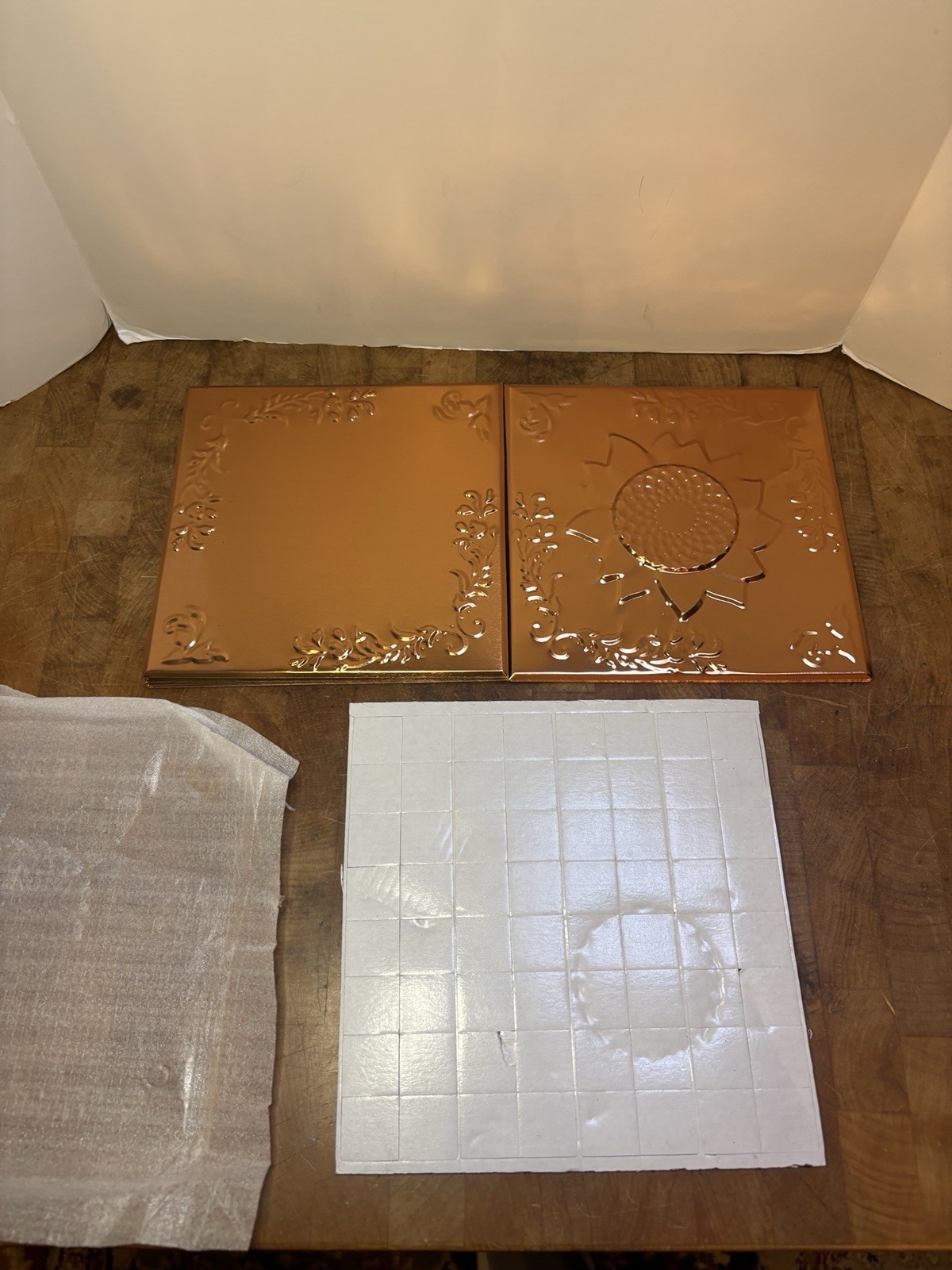 Backsplash Tiles Metallic Copper Embossed Sunflower 6”x6” – 16 Count READ!
