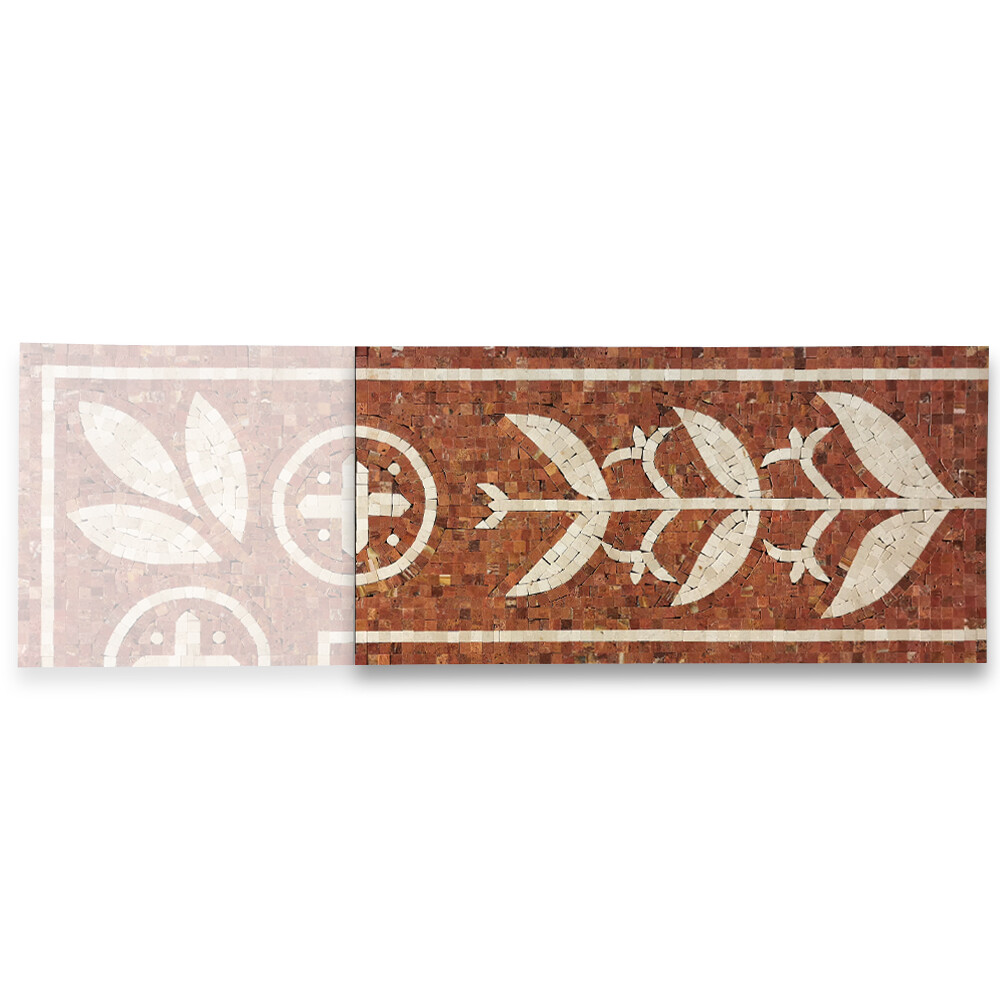 B0111P Coral Carnelian 11×21.7 Marble Mosaic Border Listello Tile Polished