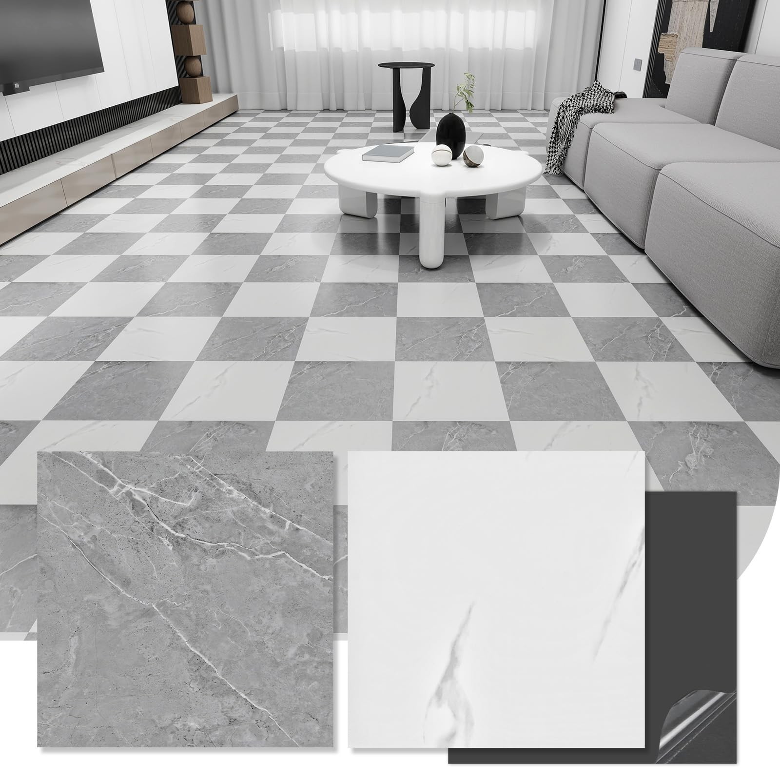 20-Pack 12″x12″ Marble Peel and Stick Floor Tiles Waterproof Self Adhesive Vi…