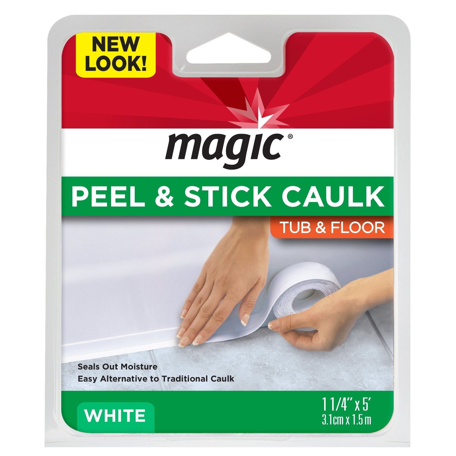 Tub/Floor Peel and Stick Caulk, 1-1/4″ x 5′ (3.1cm * 1.5m), (1 Count (Pack of…