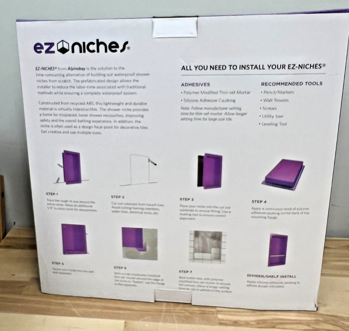EZ-Niches EX-LSN Square Tile Ready Shower Wall Recessed Shelf Niche 14 x 14 NIB