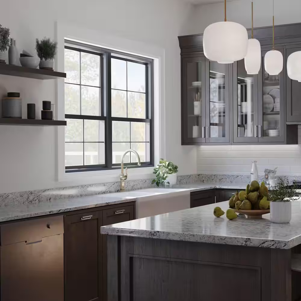 8 Ft. Straight Laminate Countertop All-Inclusive Kit in Textured White Ice Grani