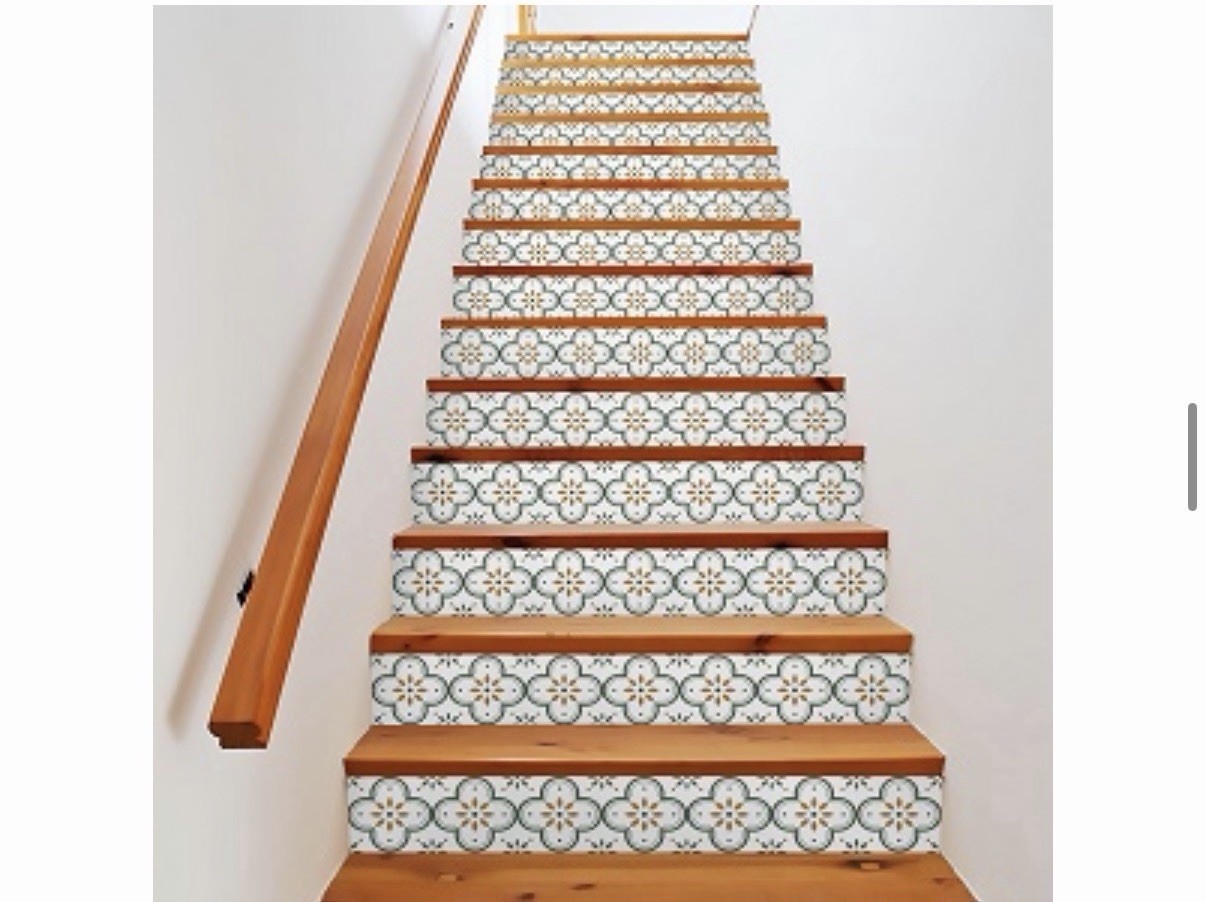 Peel and Stick Floor Tile Stickers Dark Green Floral Vinyl 7.8 x 7.8 in 10 Pack