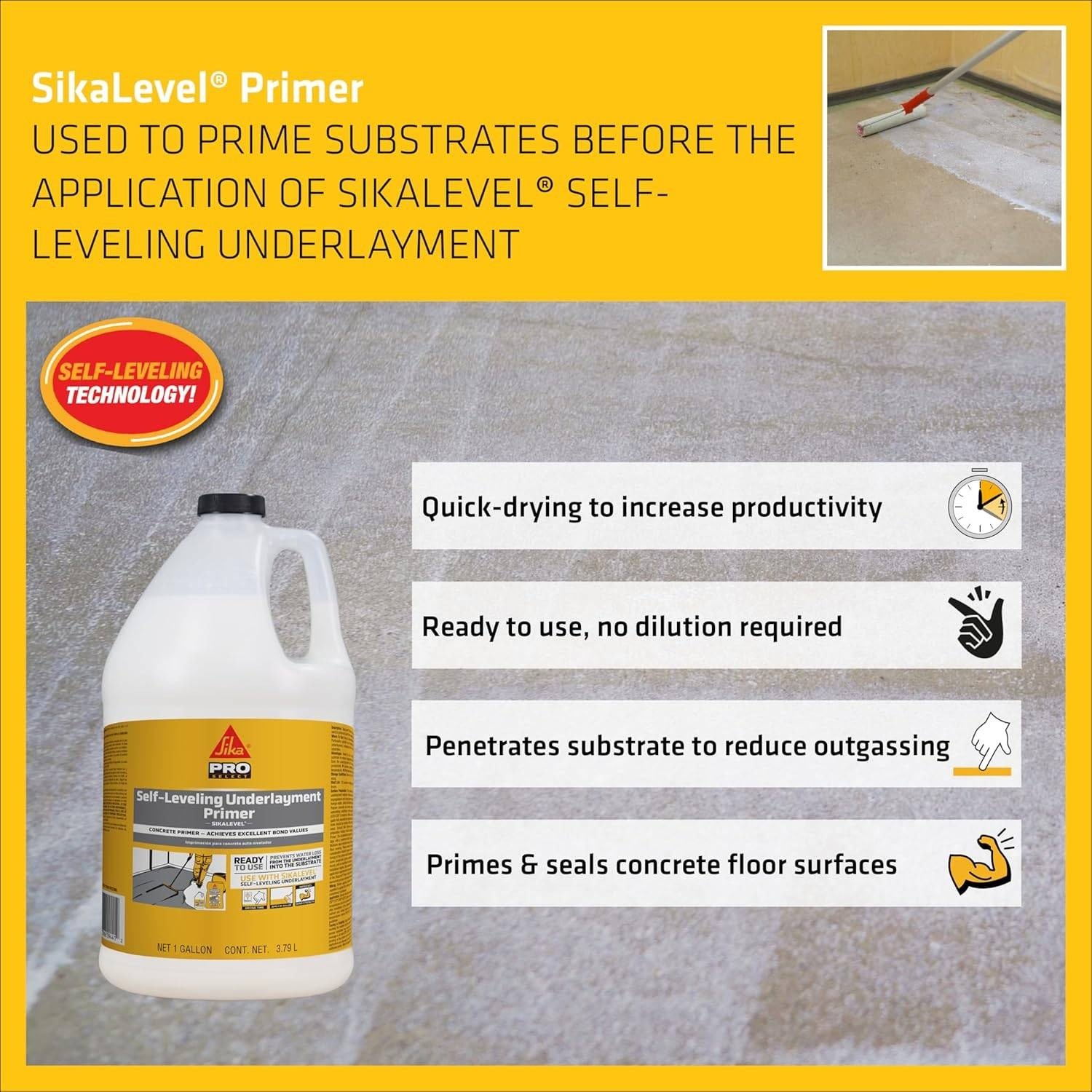 SIKA Sikalevel Self-Leveling Underlayment Primer 1 Gallon White DAMAGED BOX, Re