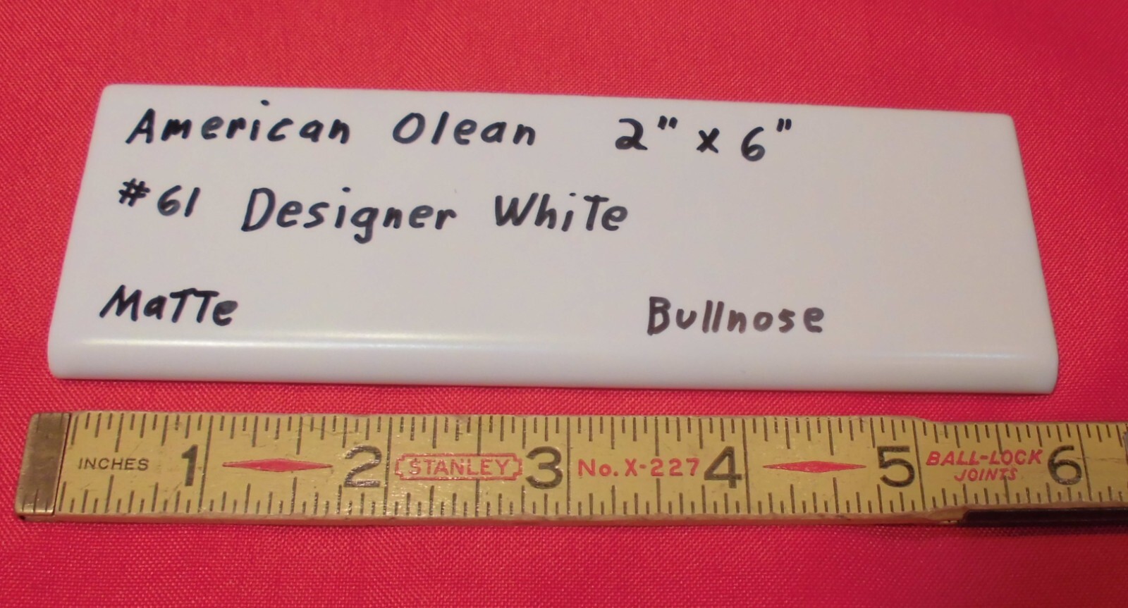 1 pc. Ceramic Bullnose Tile 2” X 6” Matte Designer White #61: by American Olean