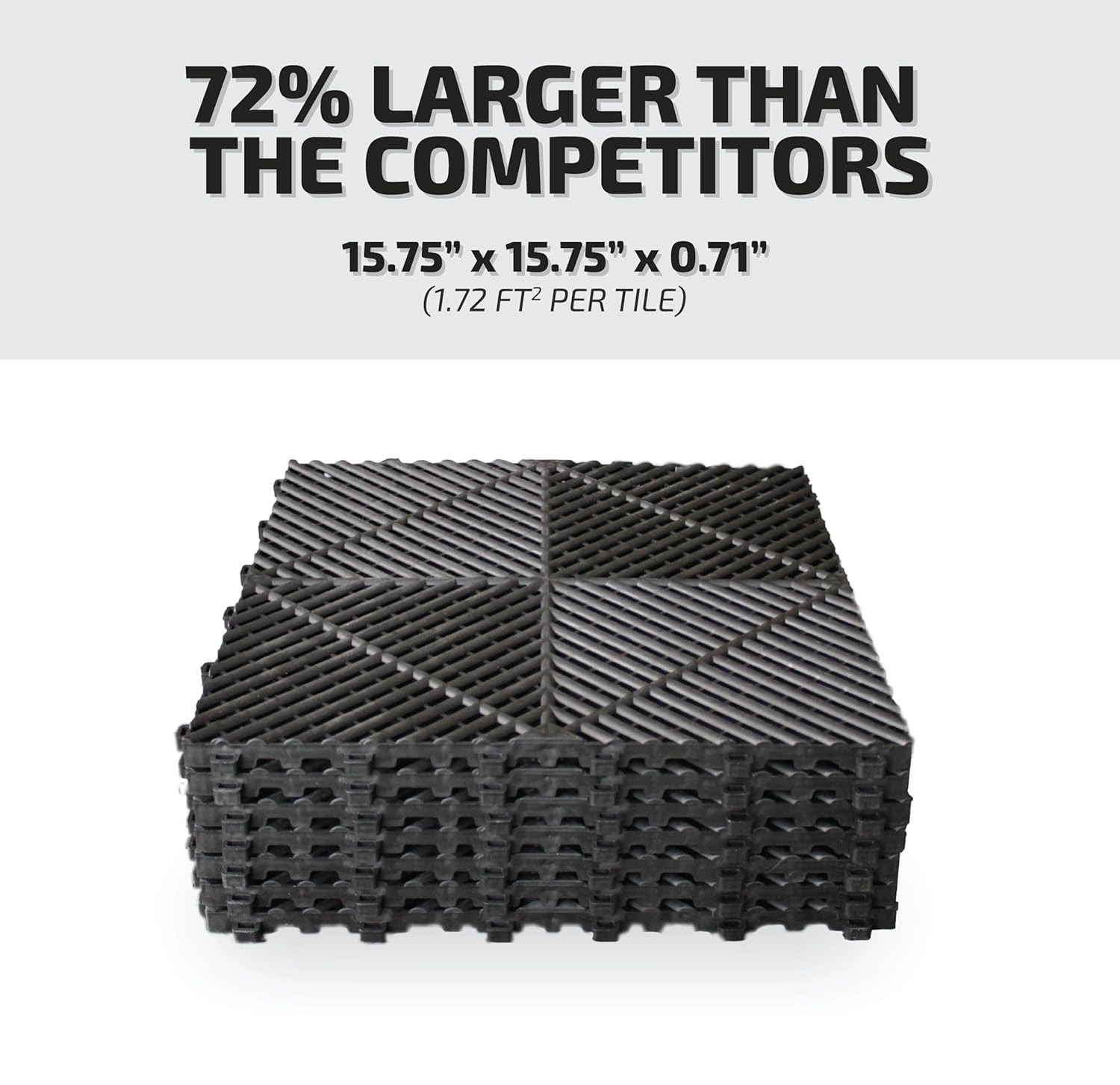 Ribbed Interlocking Garage Floor Tiles Vented Self-Draining Non-Slip Flooring