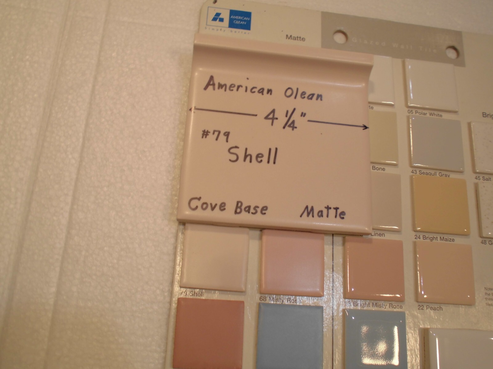 1 pc. Shell #79 Flat Top; base/cove Ceramic Tile; 4-1/4″ American Olean: Pinkest