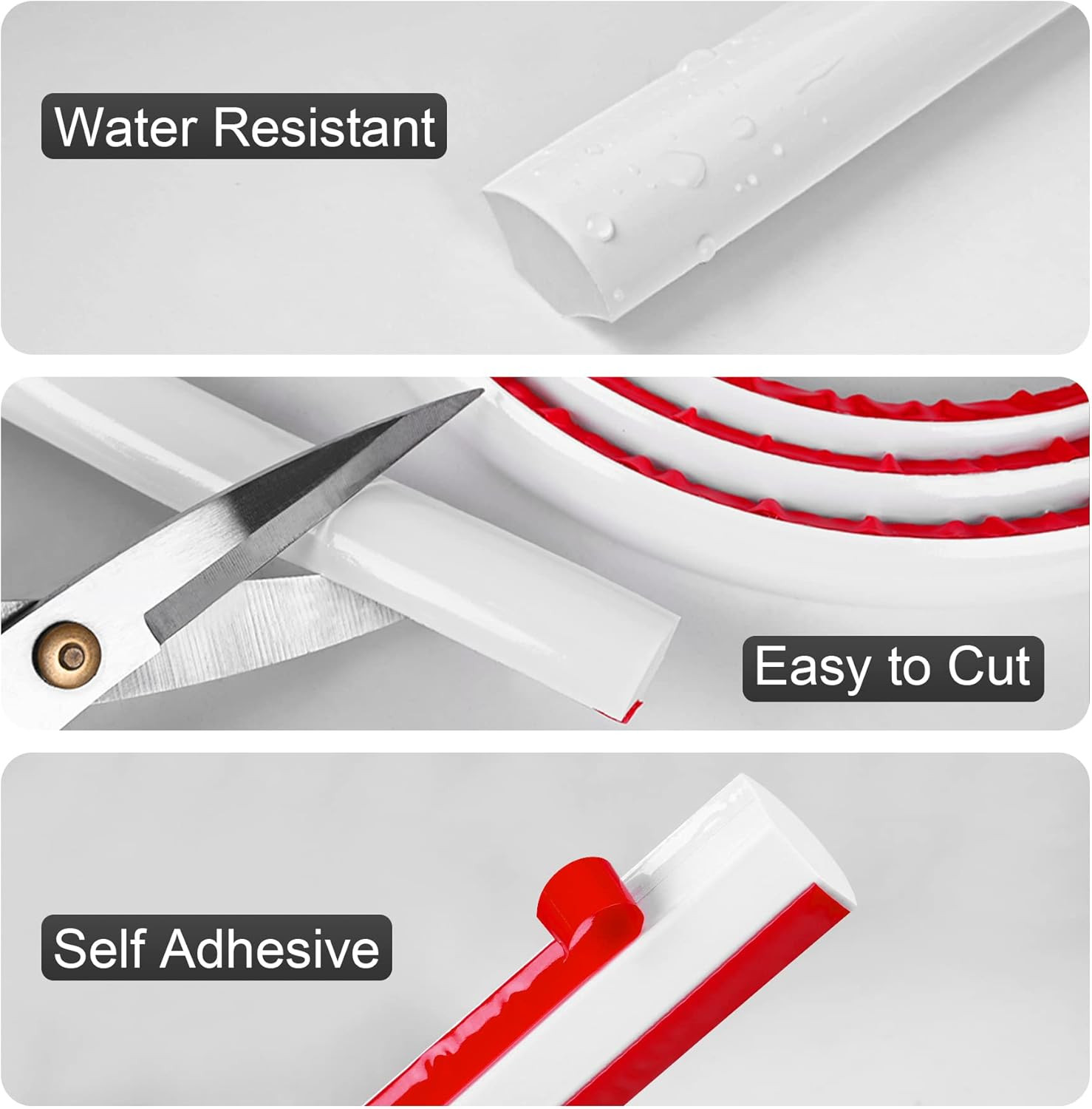 Flexible Quarter round Molding Self Adhesive (White, 10 Ft) Peel and Stick Flexi