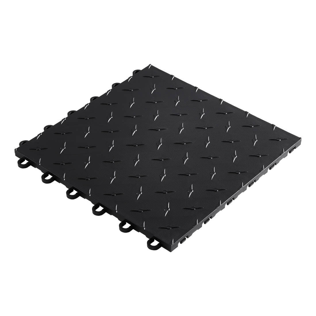 Speedway Tile Single Car Garage Floor Mat (Black / Red / White)