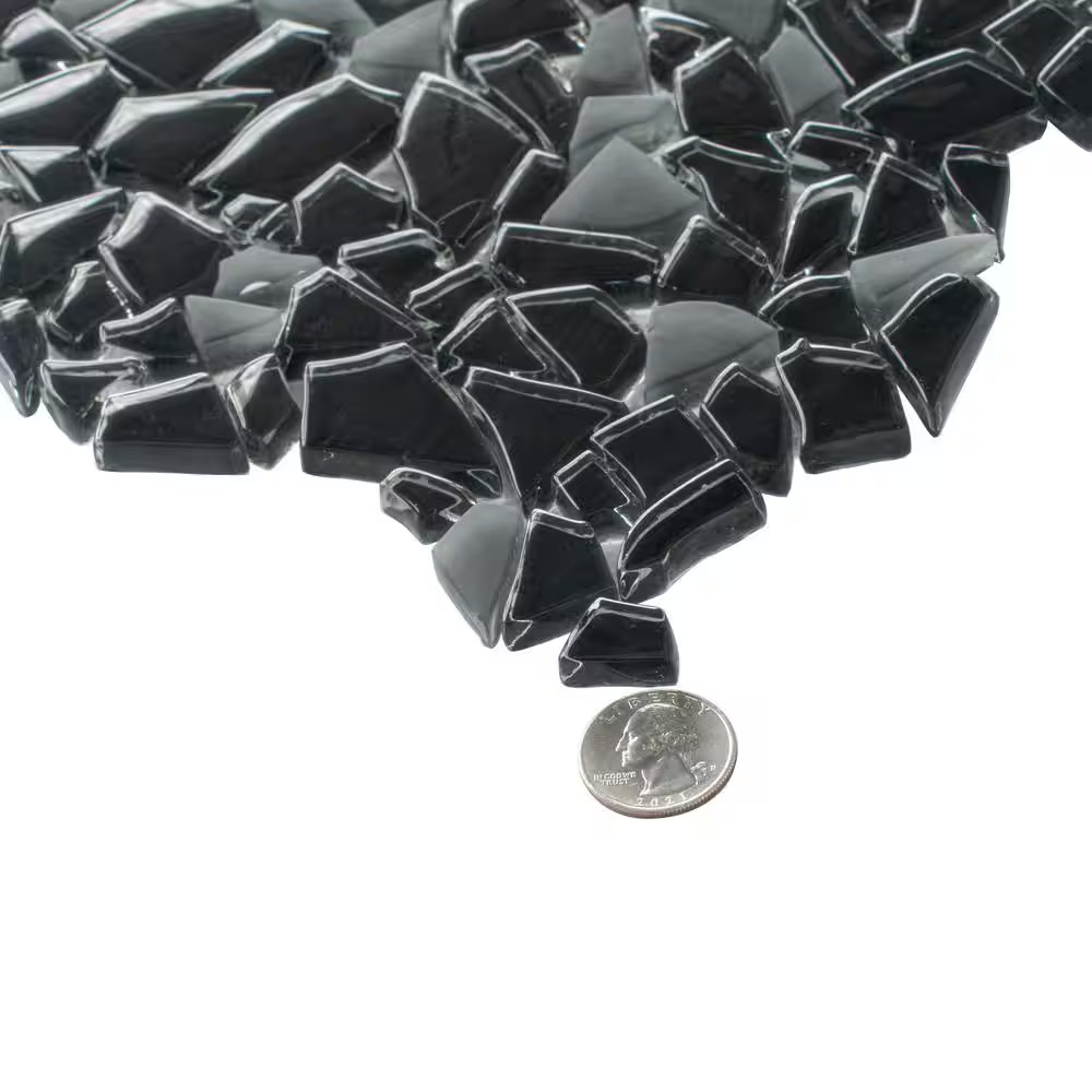 Black 11.8 In. X 11.8 In. Pebble Polished and Honed Glass Mosaic Tile (4.83 Sq.