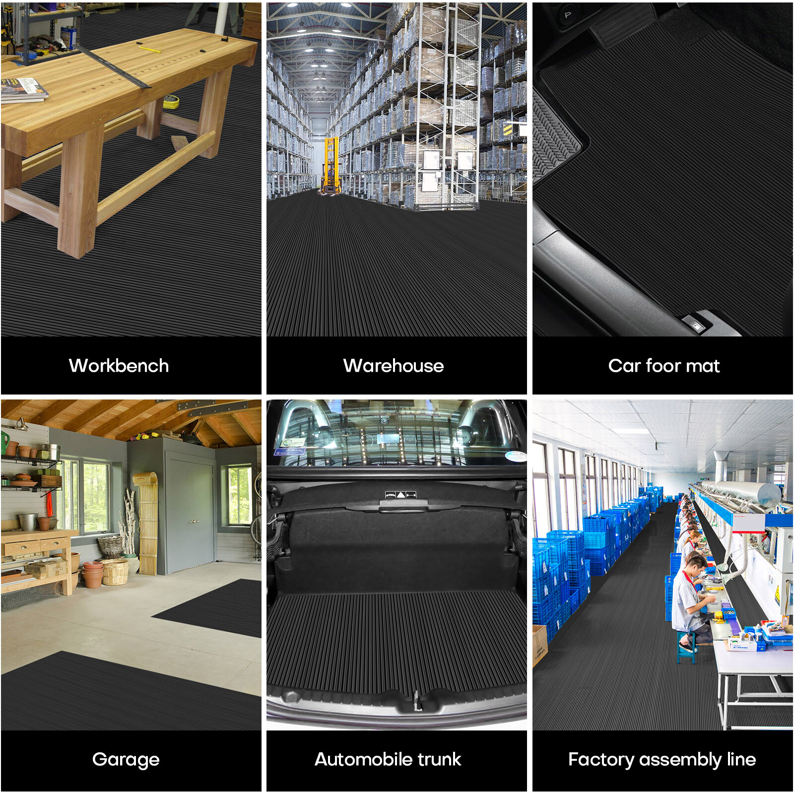 1/8″ Thick Rubber Floor Mat Heavy Duty Garage Floor Protector Mat for Warehouse