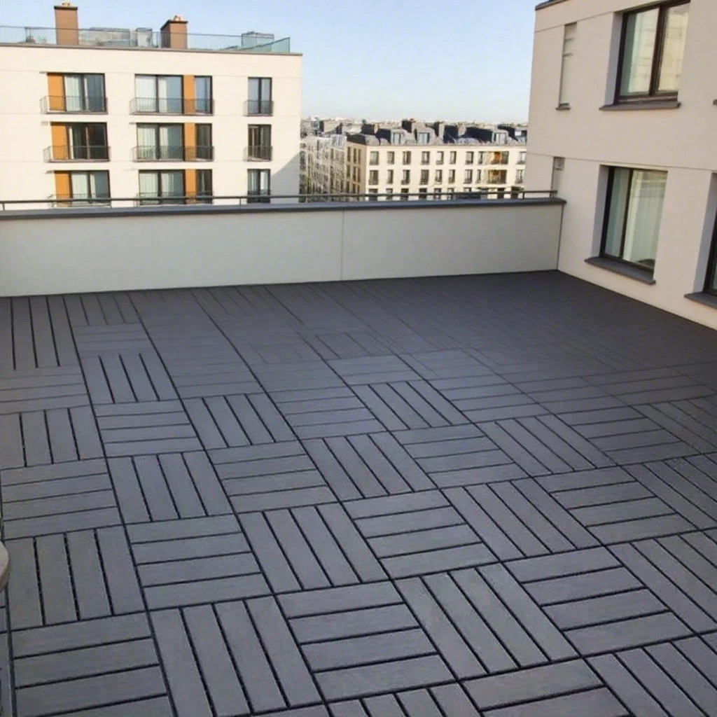 12×12 Interlocking Deck Tiles Outdoor Patio Pool Flooring Dark Grey 44 27 Pack