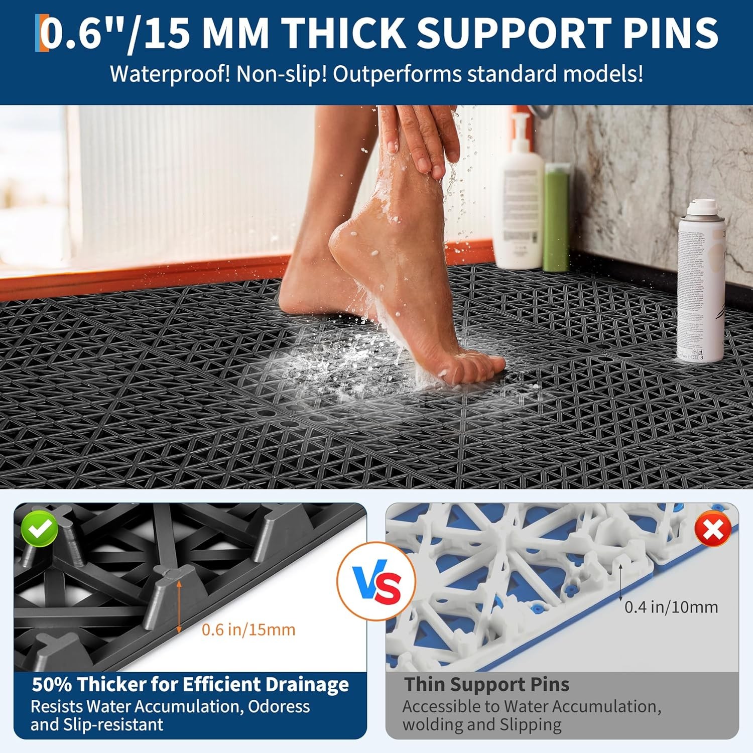 12×12″ Interlocking Garage Floor Tiles 50 PCS Deck Tile Snow Water Drainage