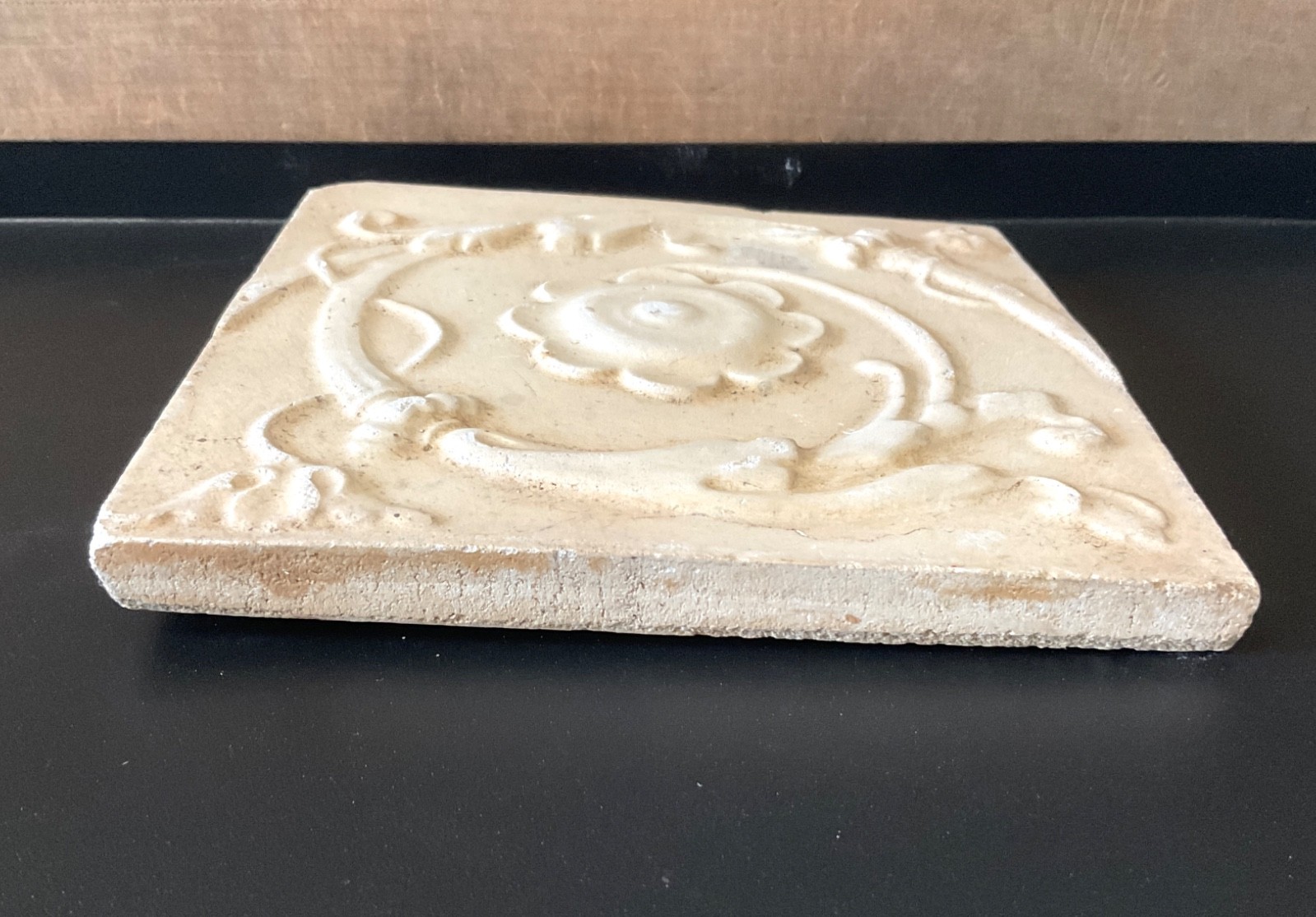 Vintage Tile Architectural Salvage Stone Cast Victorian Style 6” Rosette Tile