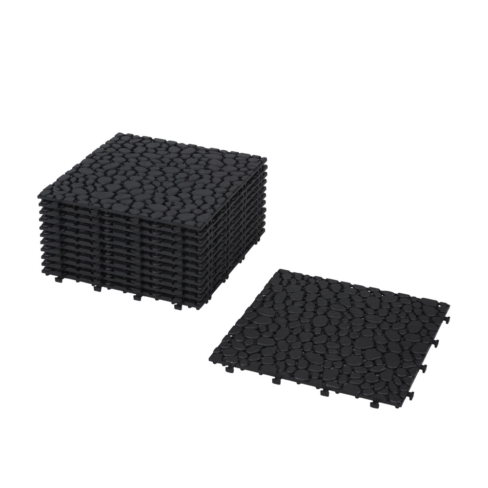 60Pcs 12 x 12 Inch Black Interlocking Deck Tiles Plastic Anti-slip Bathroom