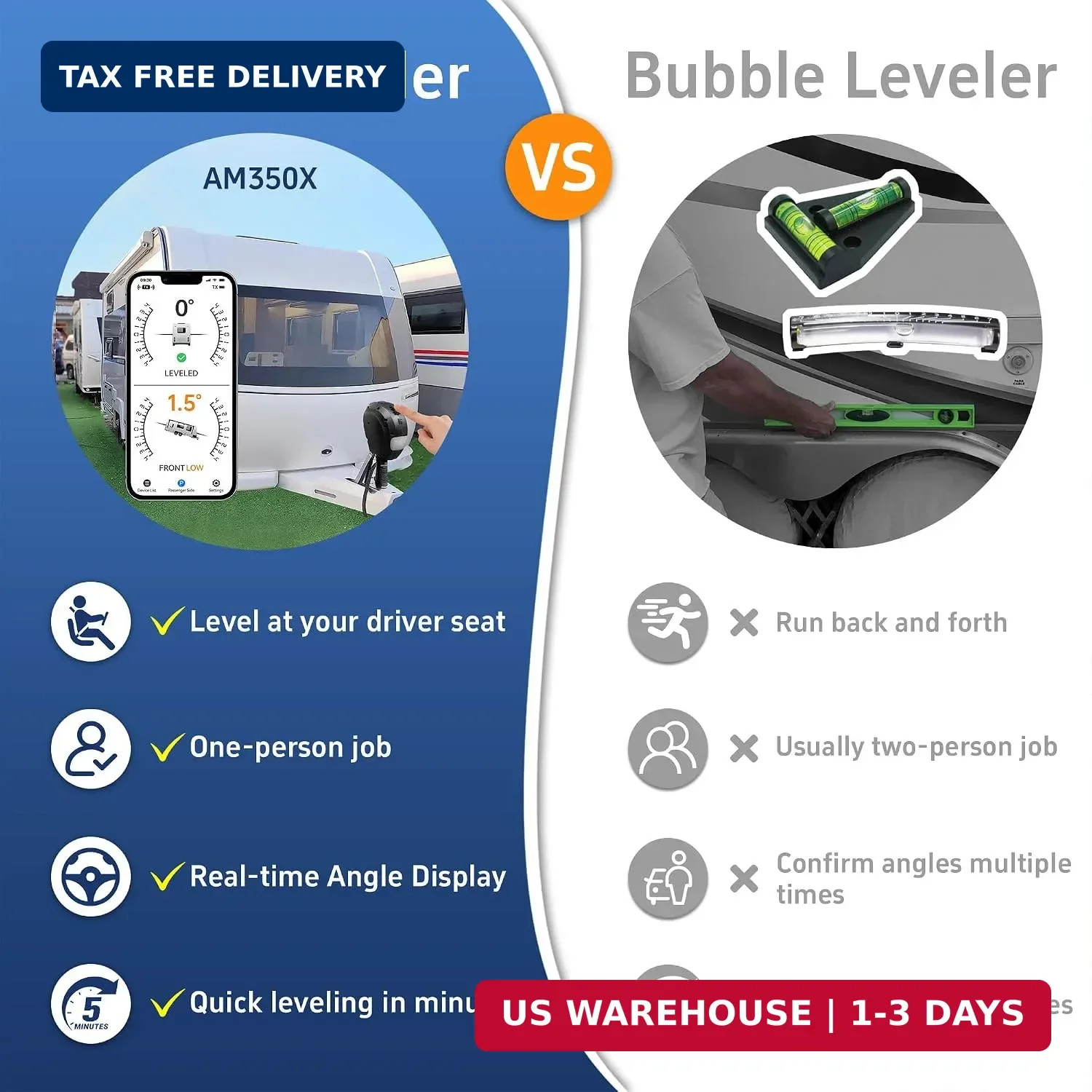 Wireless RV Leveling System Bluetooth APP Leveler Trailer Level | Low-power auto