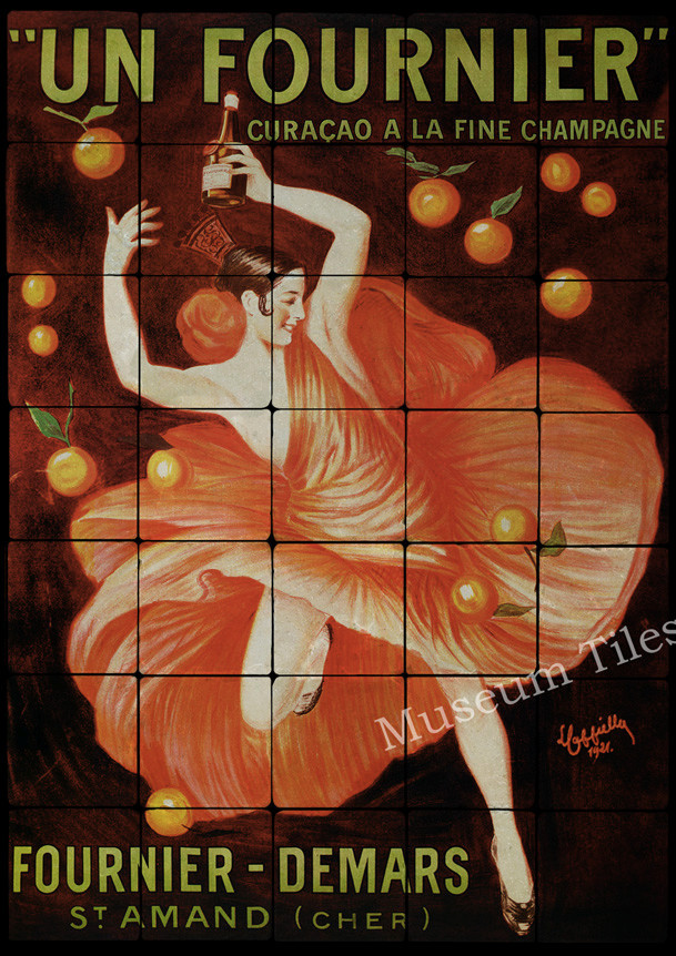 20×28 Un Fournier Cappiello Champagne Art Deco Tile Mural