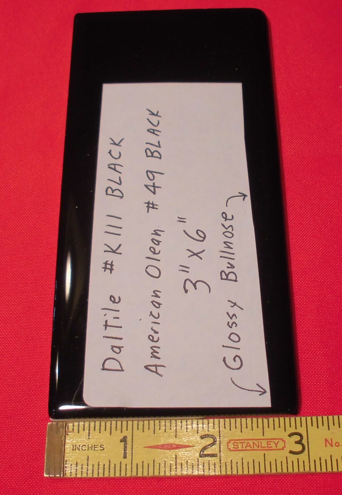 Gloss Black 3″ x 6″ Ceramic Tile Bullnose Trim Edge Subway by American Olean NEW