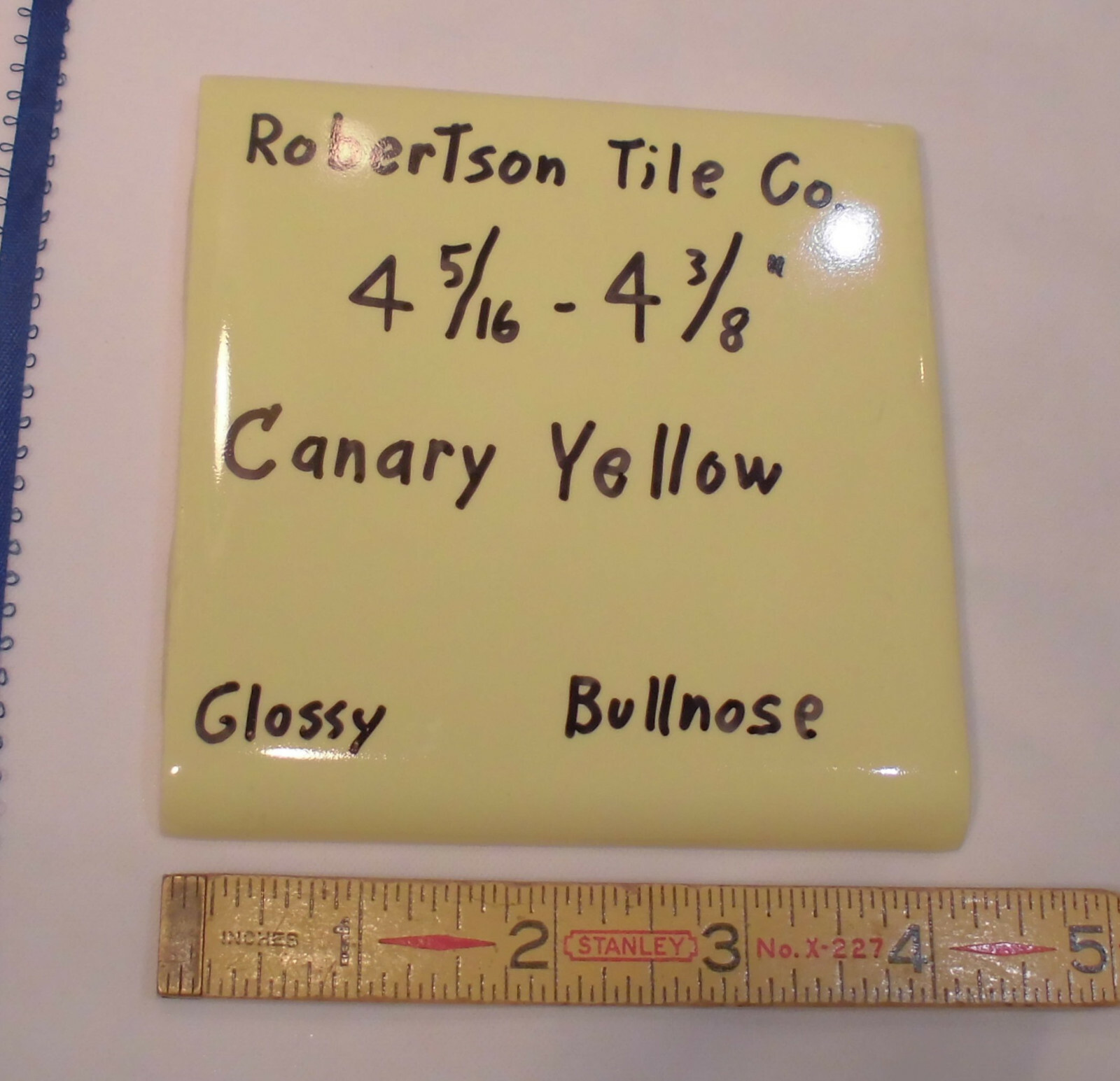 1 pc. Glossy Yellow Ceramic Tile 4-3/8″ ; Matches: Florida, Mosaic & Robertson
