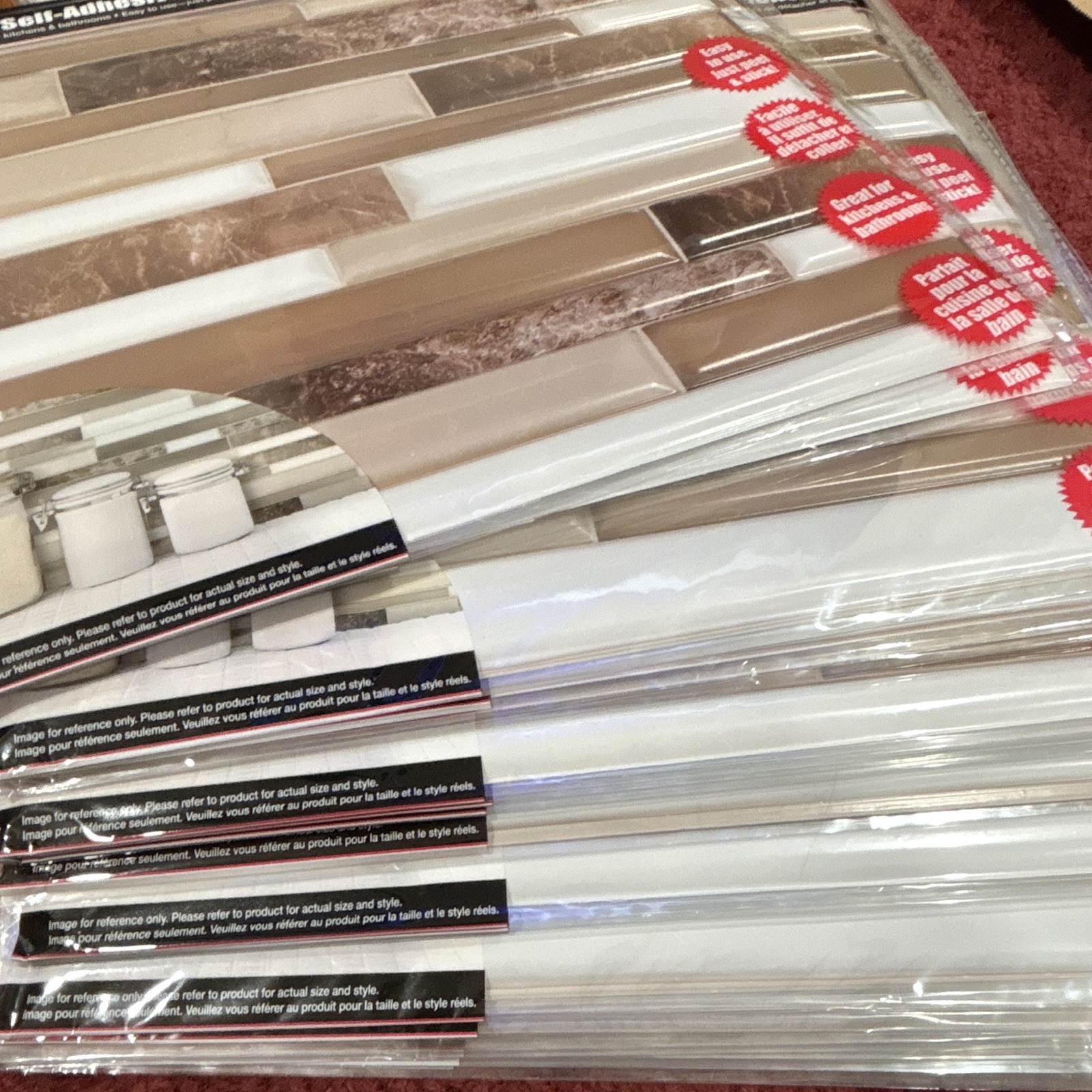 LOT OF 18 Tool Bench Hardware Self- Adhesive Wall Tile 12” – Earth Tone Subway