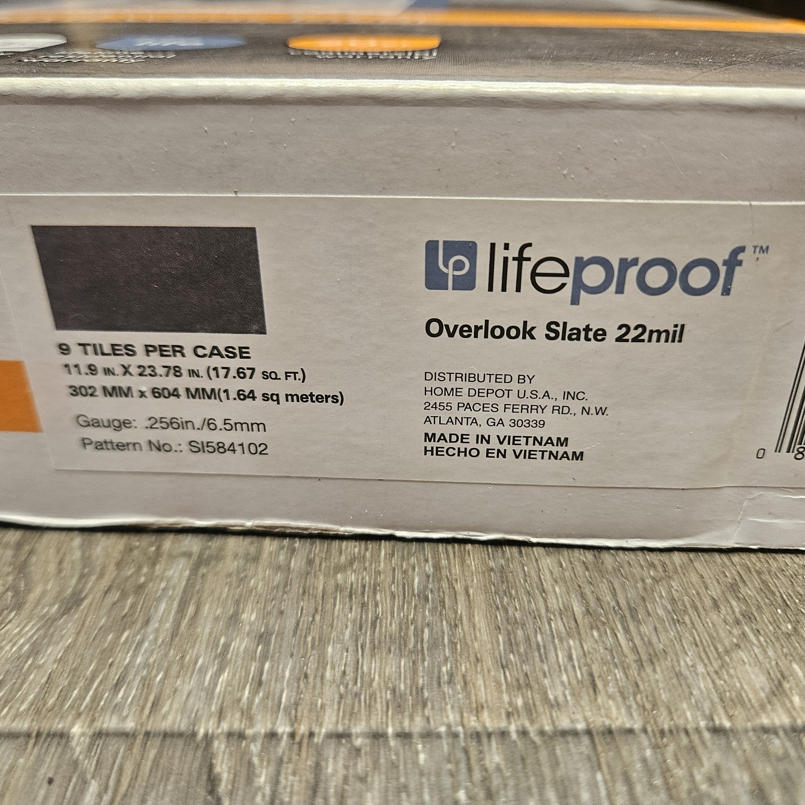 Lifeproof Vinyl Tile Flooring Overlook Slate 22mil 1 Case 11.9X23.78″ 9 Tiles