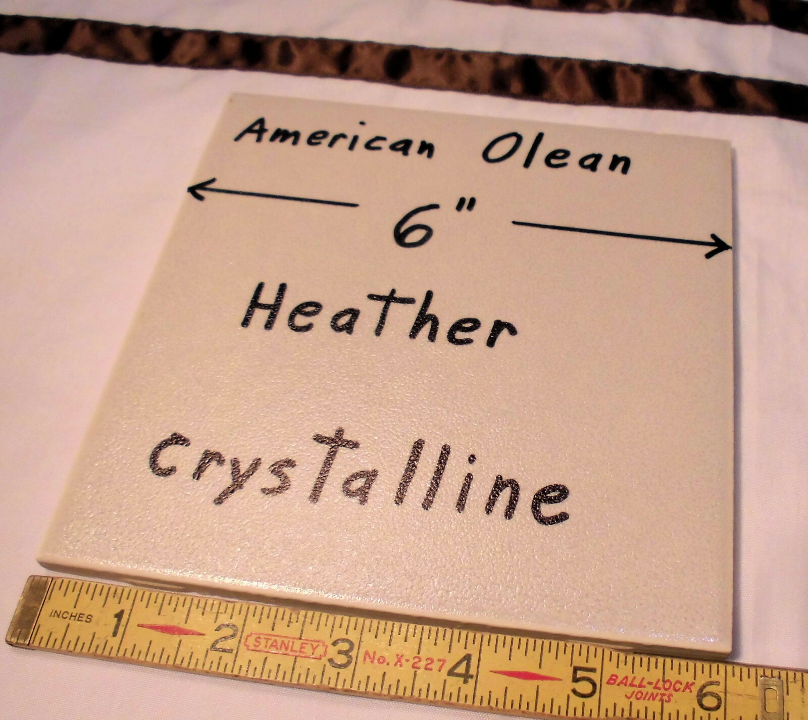 1 pc. 6″ Ceramic Tile Crystalline *Heather -Off White* by American Olean; NOS