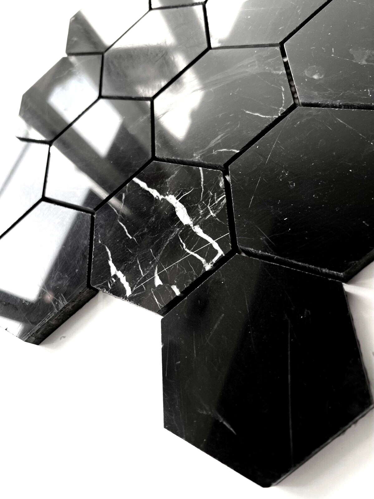 3″ Black Marble Hexagon Mosaic Backsplash and Bathroom Kitchen Wall Floor Tile