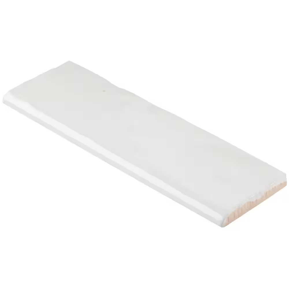 Kingston White 2.55 In. X 7.87 In. Glazed Ceramic Bullnose Wall Tile Trim (0.17
