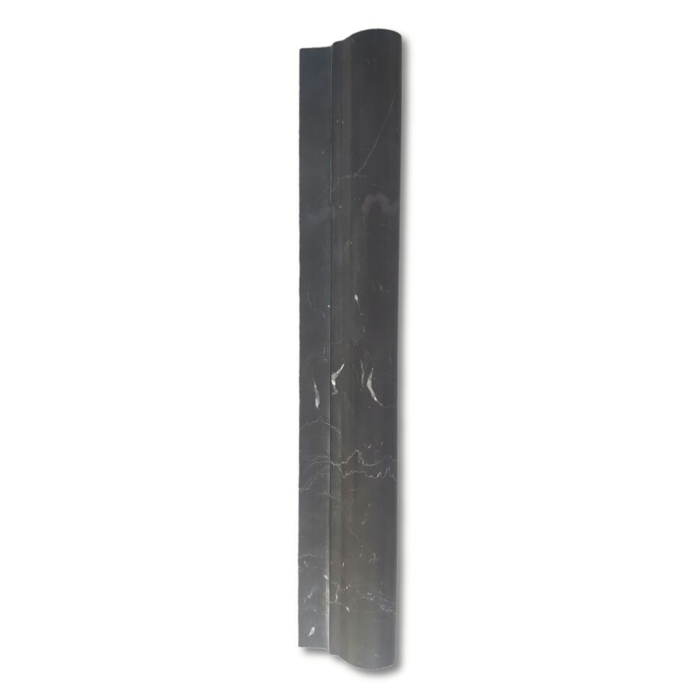 N04H Chair Rail Nero Marquina Black Marble Bullnose Edge Trim Molding Honed