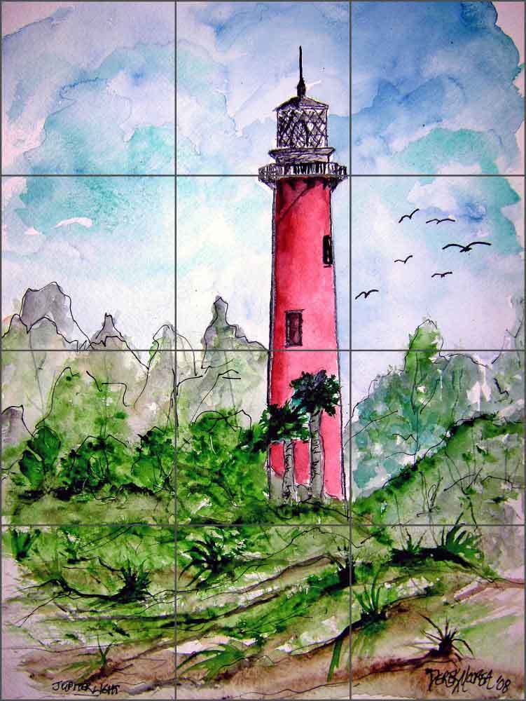 Tile Mural Backsplash McCrea Ceramic Lighthouse Seascape Coastal Art DMA054