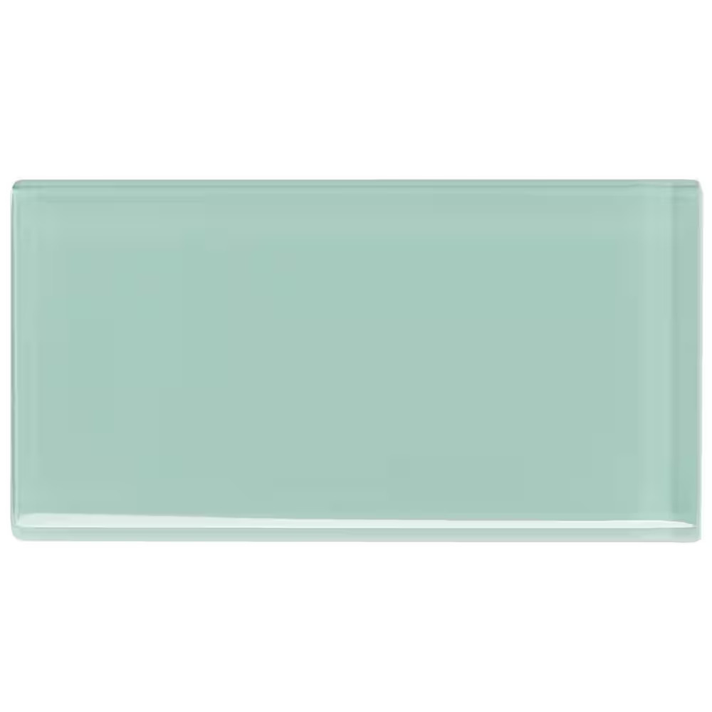 Contempo Spa Green Polished 3 In. X 6 In. X 8 Mm Glass Subway Tile (32 Pieces 4