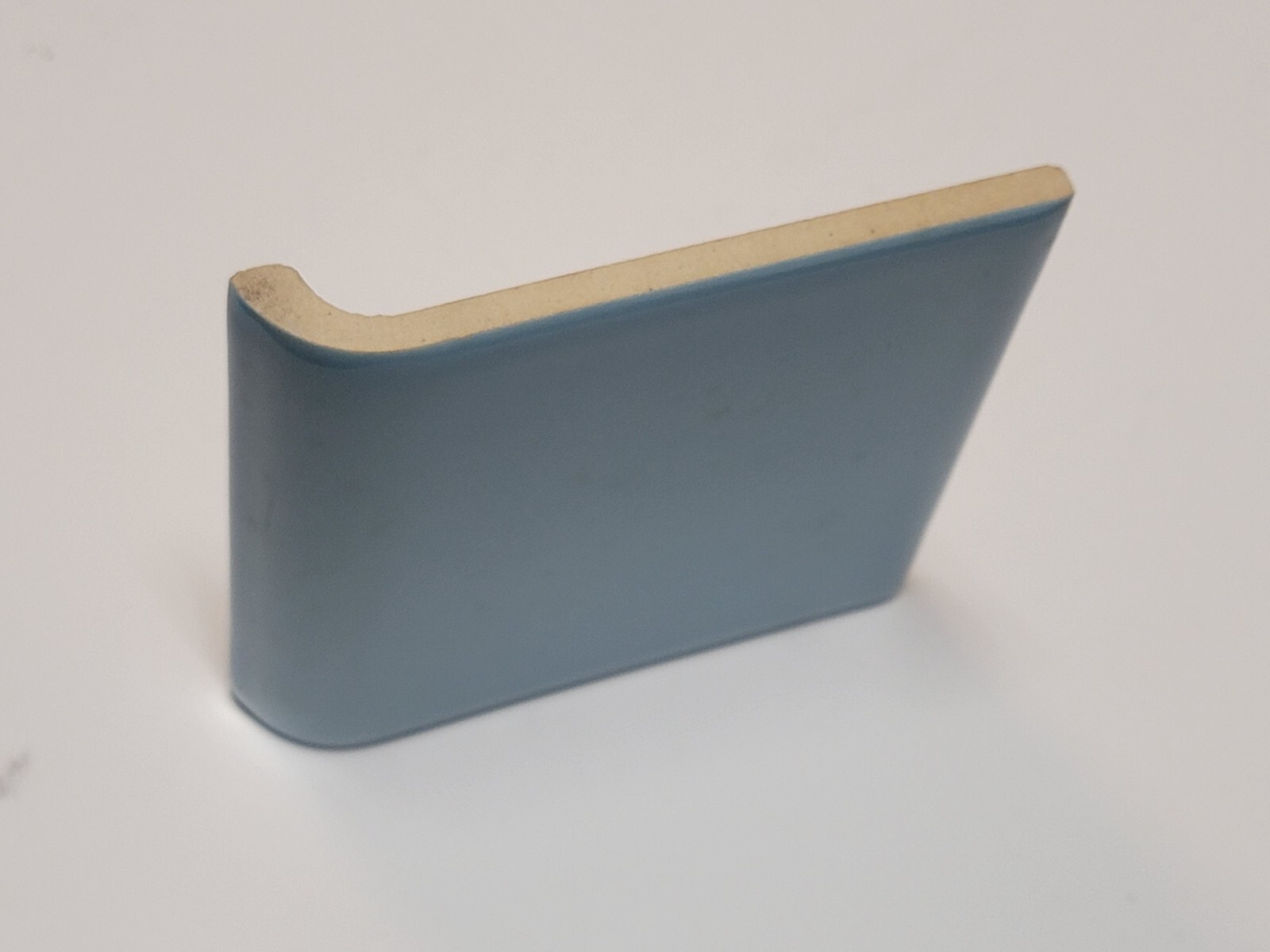 Vtg. 1 pc. Ceramic MUDCAP Edge Tile 4 1/4″ Sq. Light Sky Blue Glossy NEW NOS